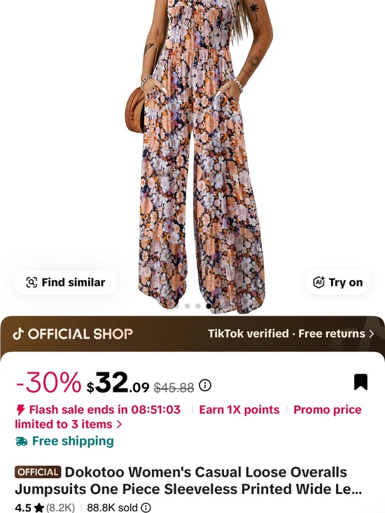 Dokotoo Pants - Dokotoo Women's Sleeveless Floral Wide-Leg Jumpsuit - Peach Multi